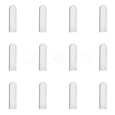 12Pcs Transparent Glass Straw Dustproof Covers AJEW-FG0002-37A-1