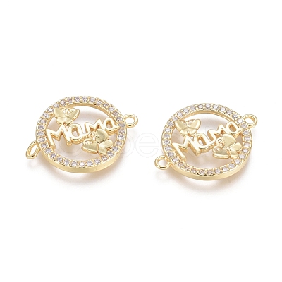 Brass Micro Pave Clear Cubic Zirconia Links Connectors ZIRC-G152-16G-1