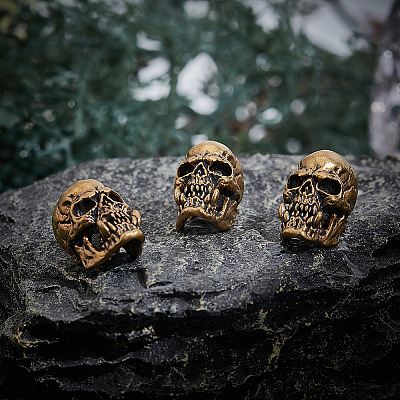 4Pcs Brass Skull European Beads KK-HY0001-94A-1