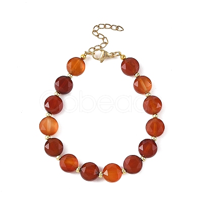Natural Agate(Dyed & Heated) Round Beaded Bracelets for Women BJEW-JB14153-1