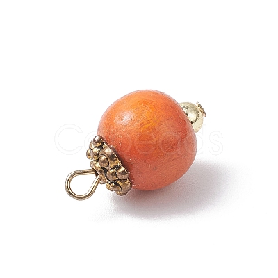 Wood with Alloy Pendants PALLOY-JF04557-1