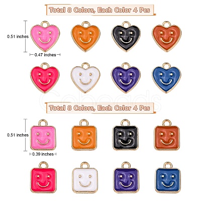 64Pcs 16 Style Alloy Enamel Charms ENAM-SZ0002-56-1
