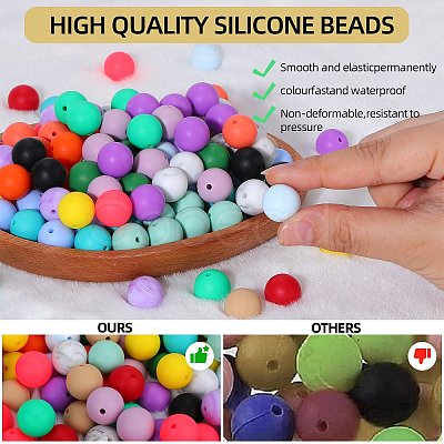 80Pcs Round Silicone Focal Beads SIL-SZ0001-24-31-1