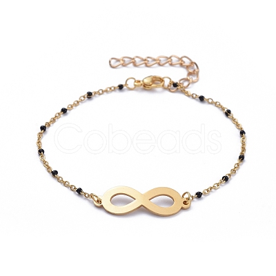 Infinity 201 Stainless Steel Link Bracelets BJEW-JB05288-03-1