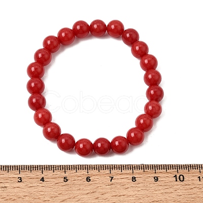 8MM Natural Dyed White Jade Round Beaded Stretch Bracelets for Women GG-CBA3F02-12A-1