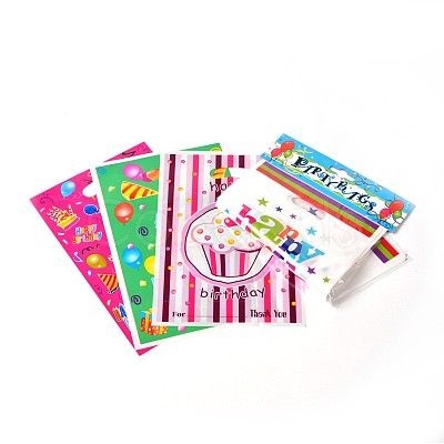 Mixed Printed Rectangle PE Material Plastic Bags for Birthday Party AJEW-J029-14-1