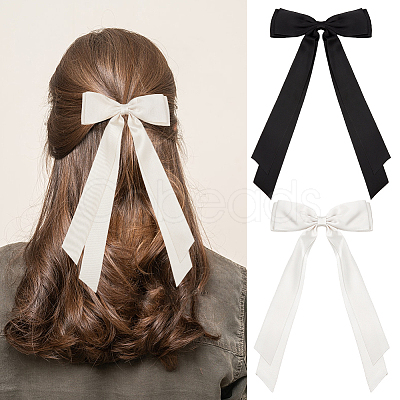 Big Bowknot Polyester Alligator Hair Clips AJEW-CP0008-42B-04-1