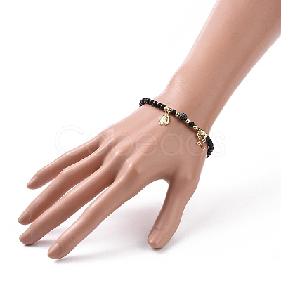 Natural Howlite & Dyed & Heated Black Agate Beaded Bracelets Sets BJEW-JB09045-1