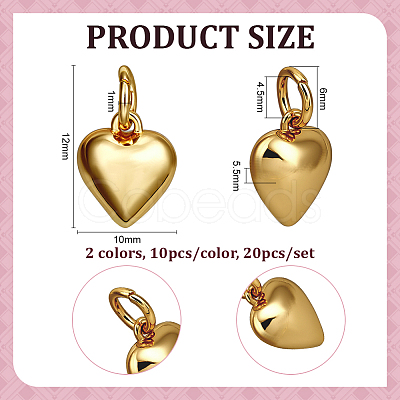 20Pcs 2 Colors Rack Plating Brass Pendants KK-PH0014-19B-1