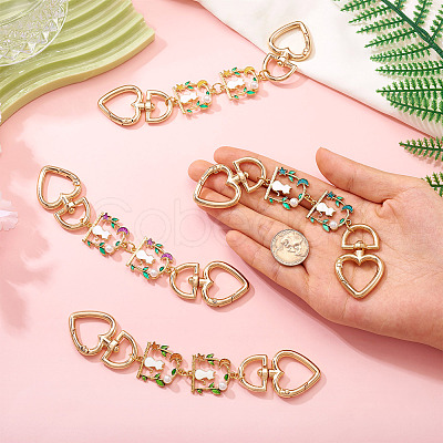 4Pcs 4 Colors Cat Back Shaped Alloy Enamel Heart Link Bag Strap AJEW-TAC00035-1