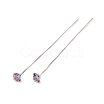 Brass Micro Pave Cubic Zirconia Stud Earring Findings CU-CBA4618-01P-07-1