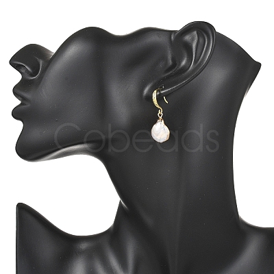 Electroplated Natural Keshi Pearl Dangle Earrings EJEW-JE06709-1