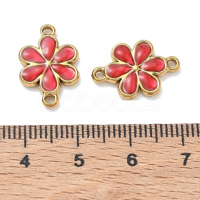 304 Stainless Steel Enamel Flower Links Connector Charms STAS-K330-16G-02-1