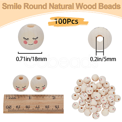 100Pcs Maple Wood European Beads WOOD-GF0001-97-1
