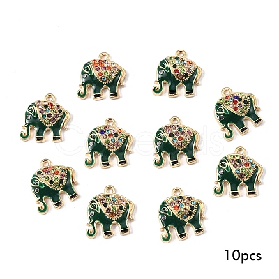 10Pcs Alloy Colorful Rhinestone and Enamel Pendants ENAM-YW0006-14C-1