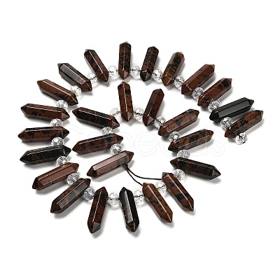 Natural Mahogany Obsidian Double Terminated Point Beads Strands G-H069-A02-01-1