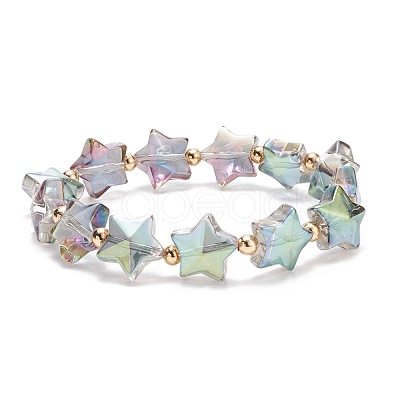 Glass Star Beaded Stretch Bracelet for Women BJEW-JB08273-1