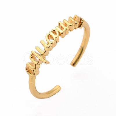 Constellation/Zodiac Sign Brass Cuff Rings RJEW-J074-05G-J-1