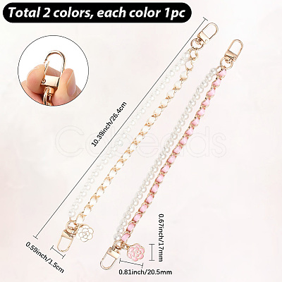 2Pcs 2 Colors Alloy Flower Phone Hand Strap Chains AJEW-SC0004-10B-1
