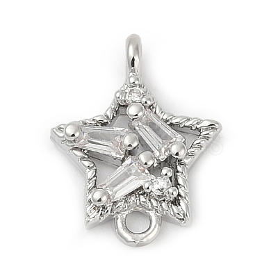 Brass Clear Cubic Zirconia Connector Charms LS-KK-Z094-03P-02-1