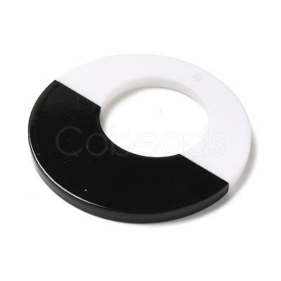 Black and White stitching Acrylic Pendants OACR-S143-01A-1