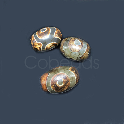 Tibetan Style 3-Eye dZi Beads TDZI-G009-B42-1