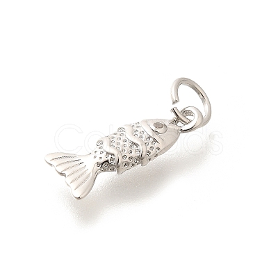 Rack Plating Natural Gemstone Fish Charms KK-L225-013P-1