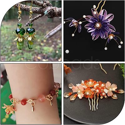 36Pcs 3 Style Brass 3D Flower Bead Caps KK-FH0002-48-1