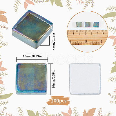 200Pcs Rainbow Color Glass Mosaic Tiles GLAA-SP0001-15-1