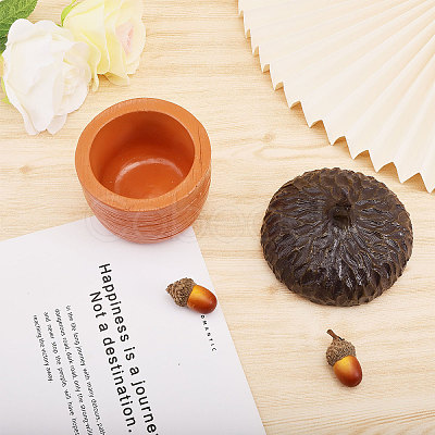 Resin Acorn Shape Storage Jar Sculpture DJEW-WH0001-37-1