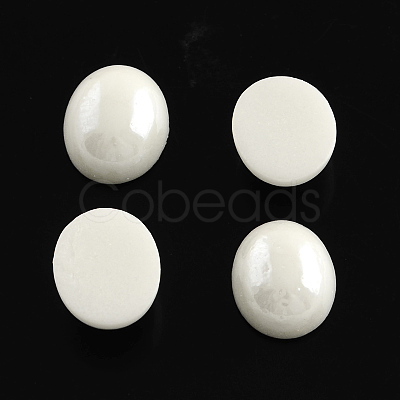 Pearlized Plated Opaque Glass Cabochons X-PORC-S804-13x18-M-1