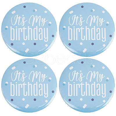 4Pcs It's My Birthday Tinplate Brooches JEWB-CN0001-12B-1