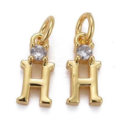 Brass Micro Pave Clear Cubic Zirconia Pendants ZIRC-Z011-35H-1