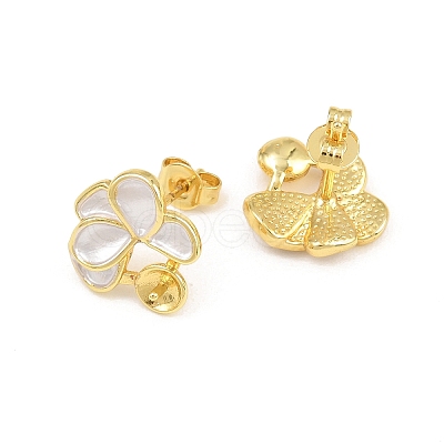 Brass Enamel Stud Earring Findings KK-CBA58F9-01G-03-1