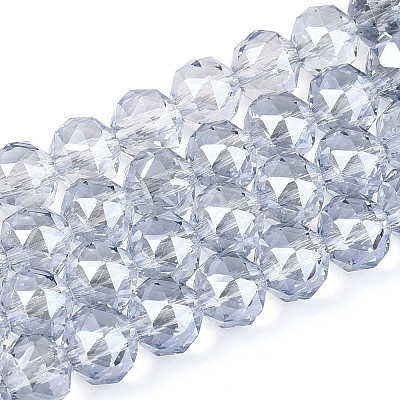 Electroplate Transparent Glass Round Beads Strands EGLA-T029-8mm-12T-07-1