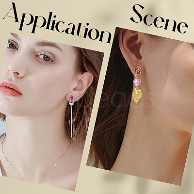 6 Pairs 2 Colors Brass Micro Pave Cubic Zirconia Stud Earring Findings ZIRC-BBC0003-24B-1
