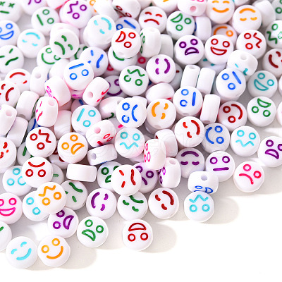 White Opaque Acrylic Beads MACR-YW0001-20D-1