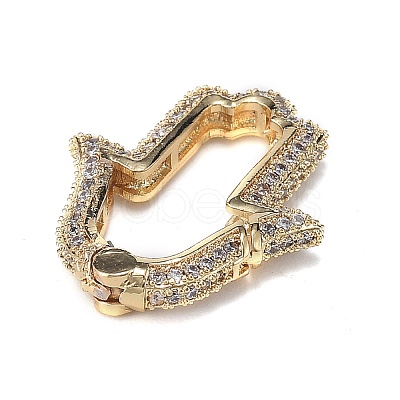 Brass Micro Pave Clear Cubic Zirconia Spring Gate Rings ZIRC-F120-008G-1