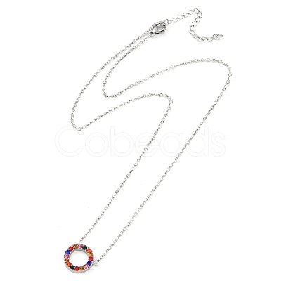 Ring 304 Stainless Steel Colorful Rhinestone Pendant Necklaces & Bracelets & Stud Earrings Sets for Women SJEW-C004-09P-02-1
