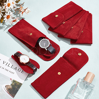 Rectangle Velvet Single Watch Storage Bag with Flip Cover ABAG-WH0038-59-1