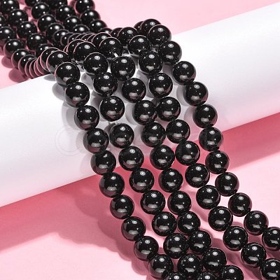 Synthetic Black Stone Beads Strands GSR10mmC044-1