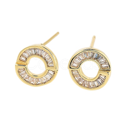 Rack Plating Ring Brass Stud Earrings EJEW-N055-39G-RS-1