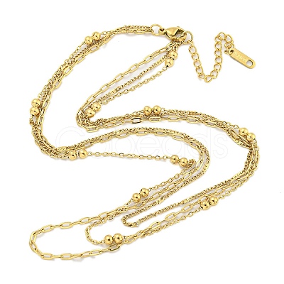 Ion Plating(IP) 304 Stainless Steel Multi Layered Necklaces LS-NJEW-S426-07G-1