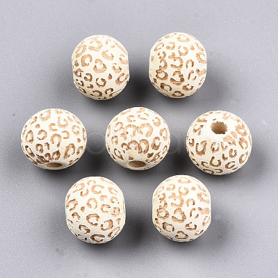 Painted Natural Wood Beads WOOD-T021-53A-12-1