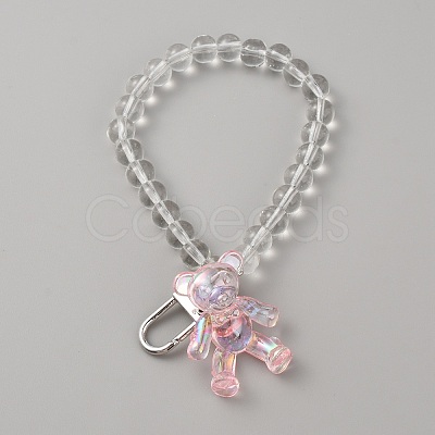 Acrylic Bear Hanging Beaded Keychain Wrist Bracelet Pendant Decoration HJEW-WH0068-15D-1