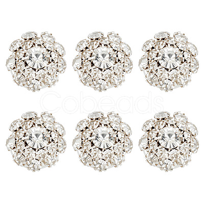 6Pcs Alloy Rhinestone Cufflinks BUTT-MA0001-11-1