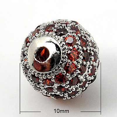 Brass Cubic Zirconia Beads ZIRC-D009-04P-1