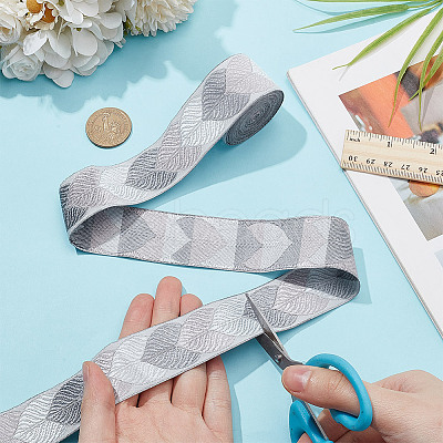 Polyester Jacquard Leaf Ribbon for Garment Accessories OCOR-WH0097-23E-1