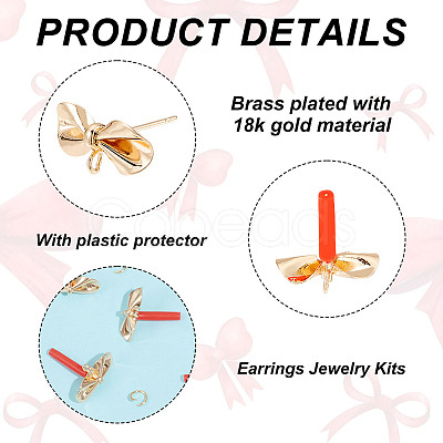 DIY Bowknot Brass Stud Earring Making Findings Kits DIY-GO0001-33-1