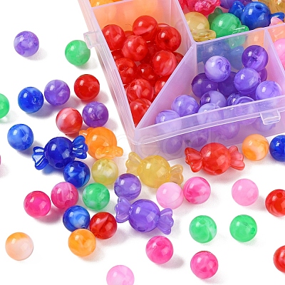 240Pcs 9 Colors Acrylic Beads MACR-YW0001-71-1